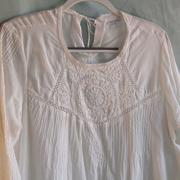 Novica Tops - Novica XL delicate India cotton tunic blouse